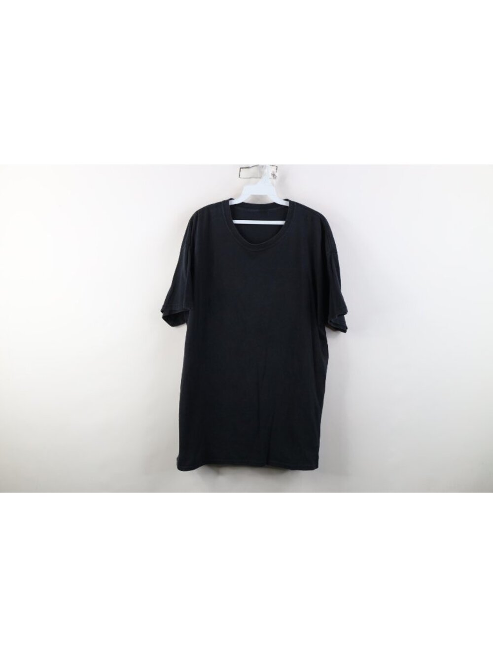 Vintage 90s Y2K Streetwear Mens XL Faded Blank Cotton Short Sleeve T-Shirt Black